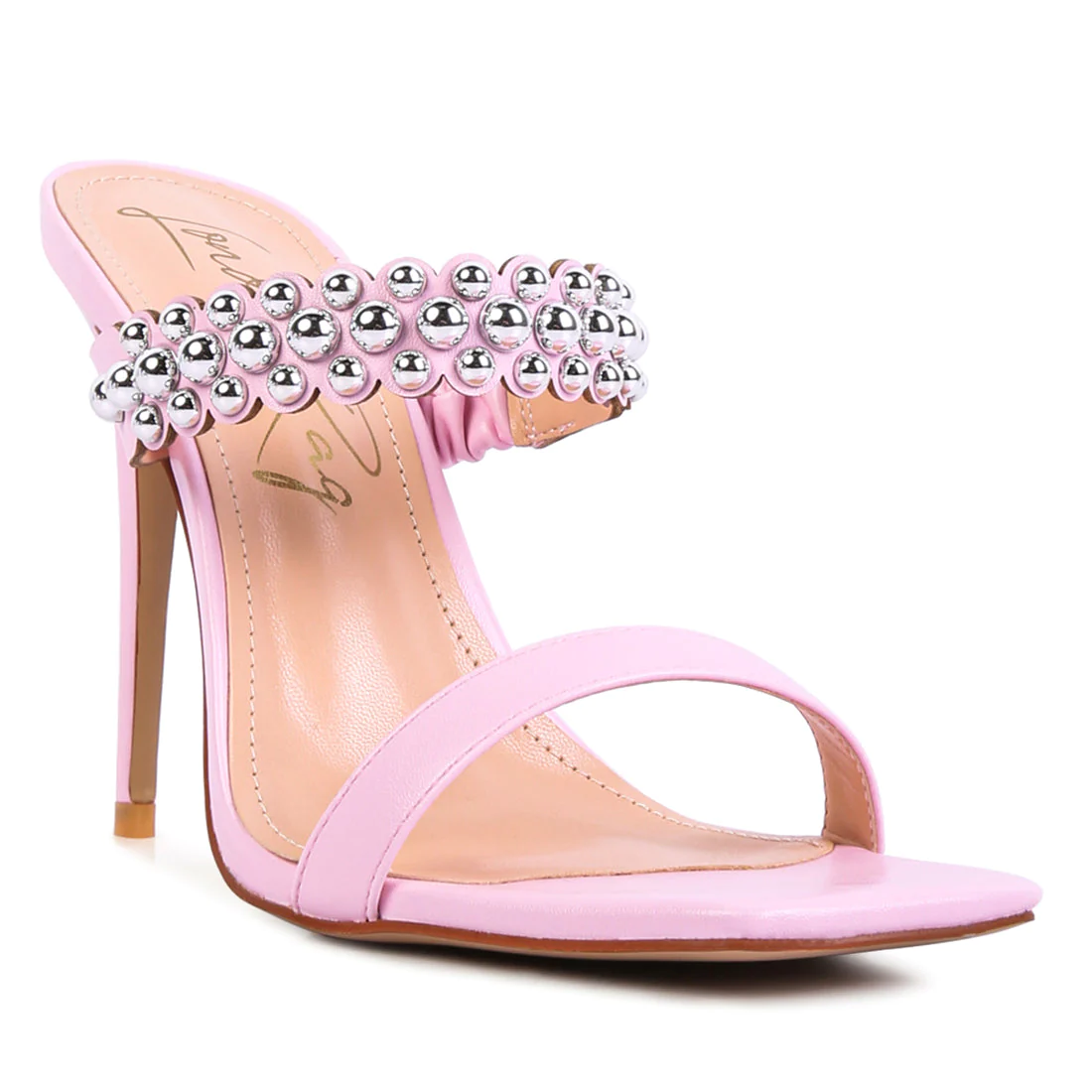 Pink High Heel Metal Ball Sandals