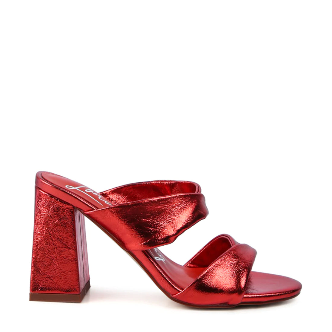 RED HIGH HEELED BLOCK HEEL SANDAL