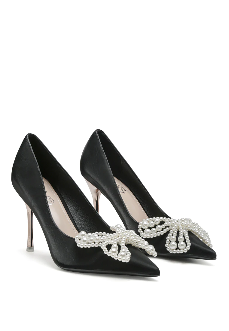 RELLE POINTED HIGH HEELED PEARL FLOWER SANDAL