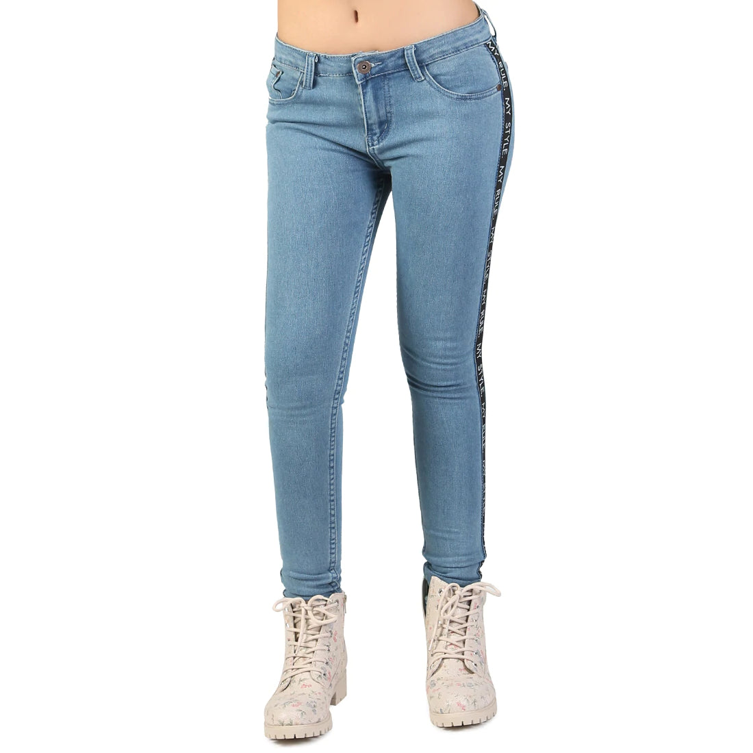 SKINNY SIDE TAPED JEANS