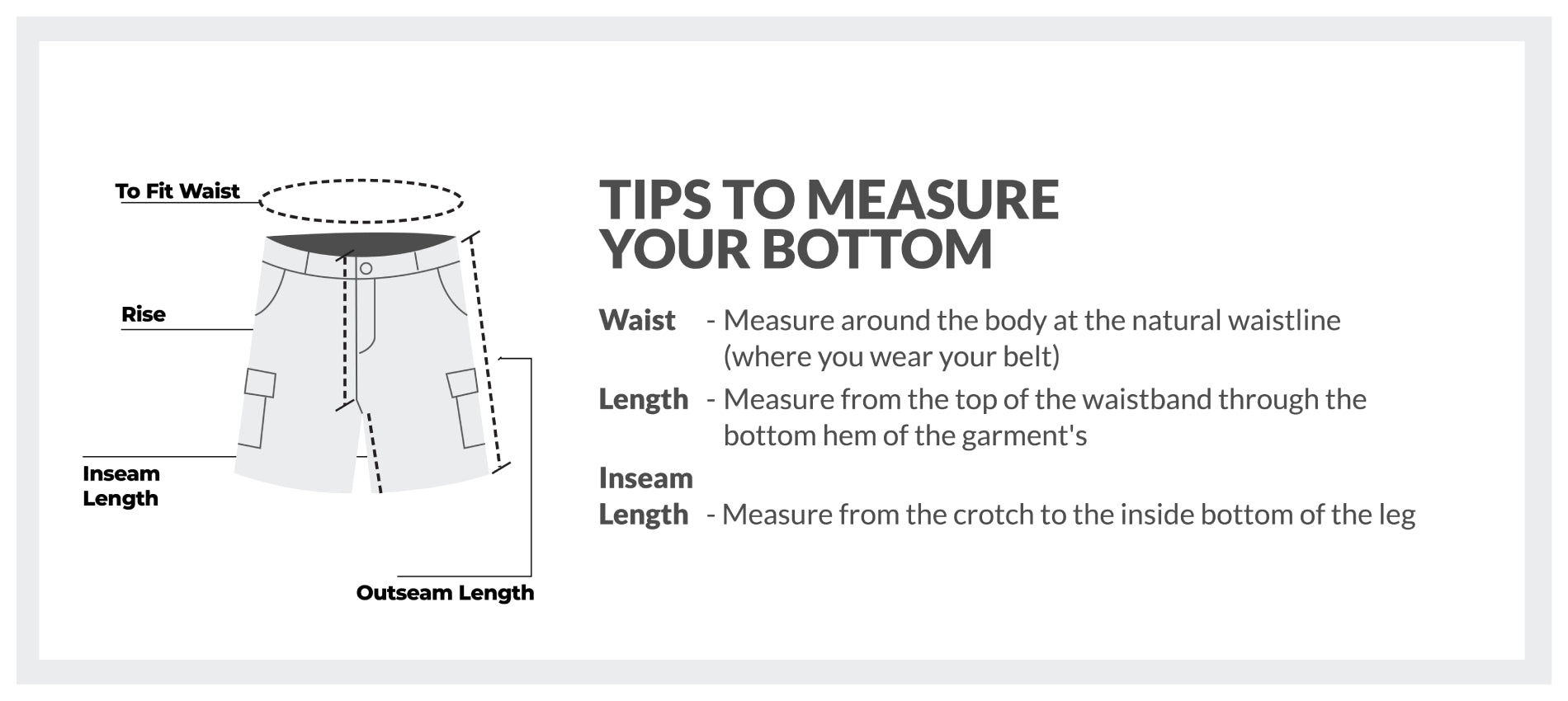 Shorts size chart