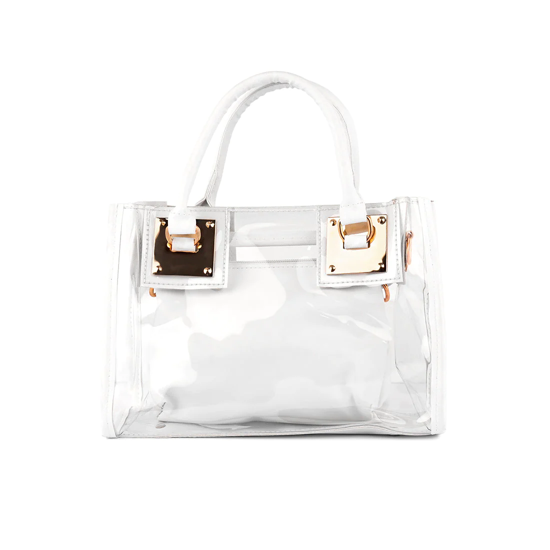 WHITE CLEAR HANDBAG WITH POUCH