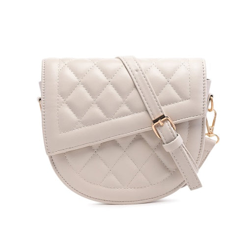 WHITE QUILTED SLING BAG