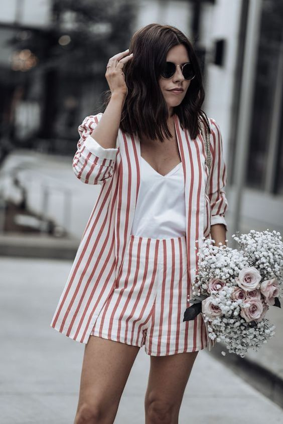 White and Red Striped Outfit