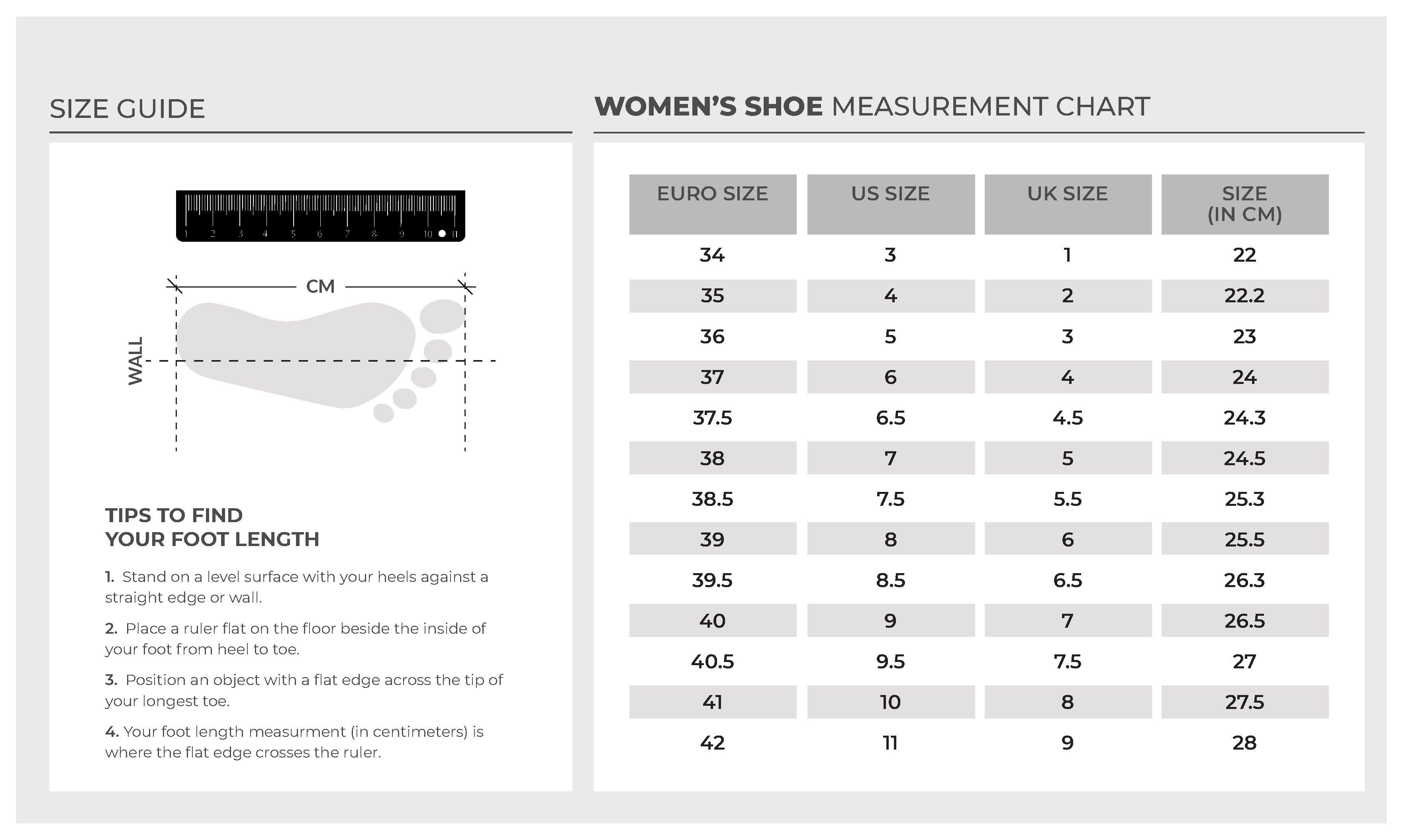 Womens size chart