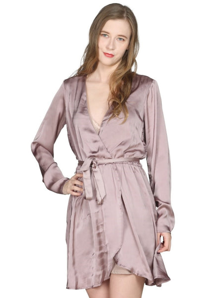 Light Pink Satin Wrap Dress