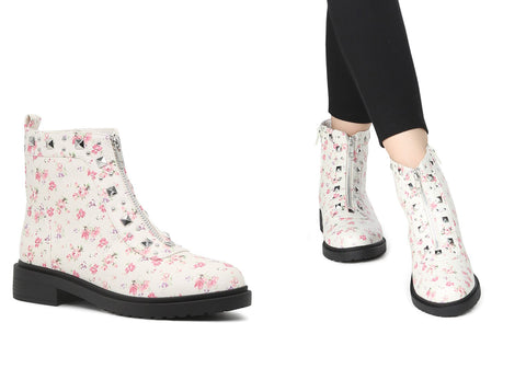 WHITE FLORAL BOOTS