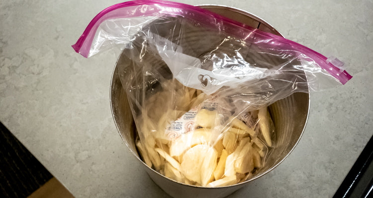 zip lock bag inside apple can