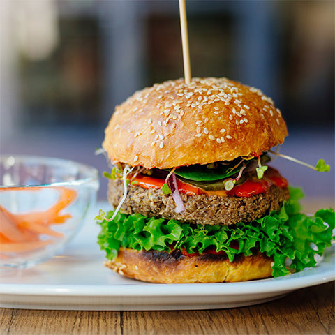 Black Bean Burger prepared on bun