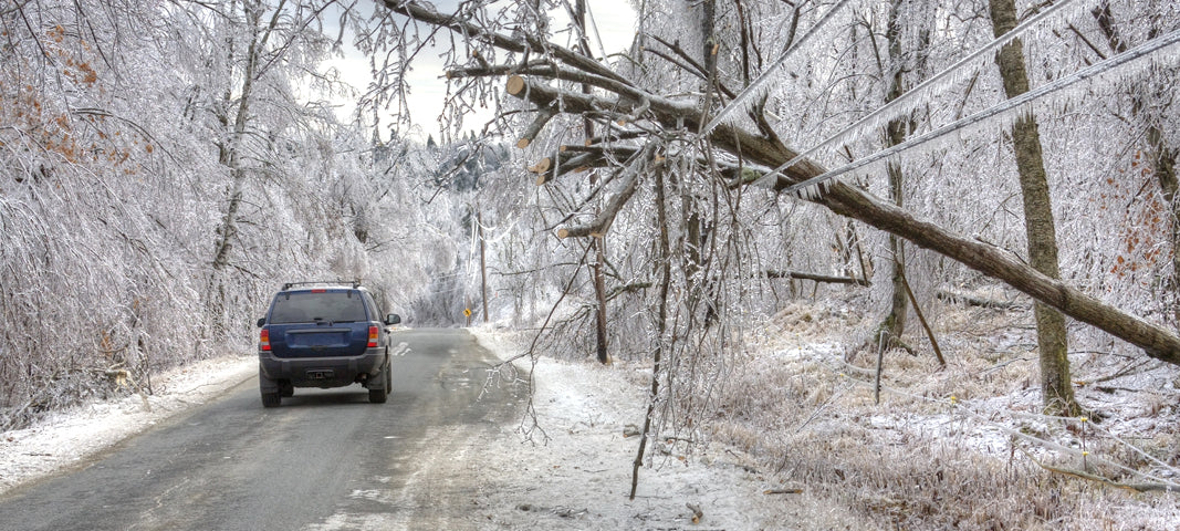 Car Driving on Icy Road