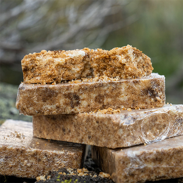 Ration bars opened outside in nature.