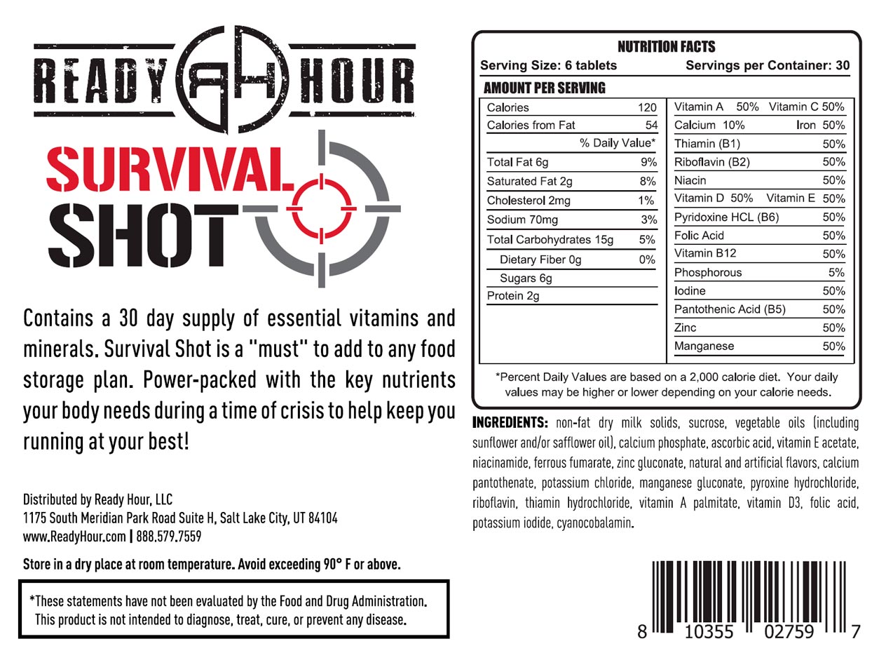 Survival Shot Nutrition Facts