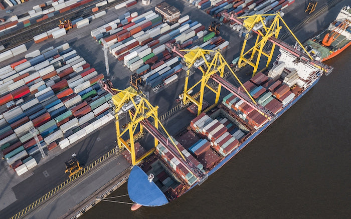 ship being unloaded in port