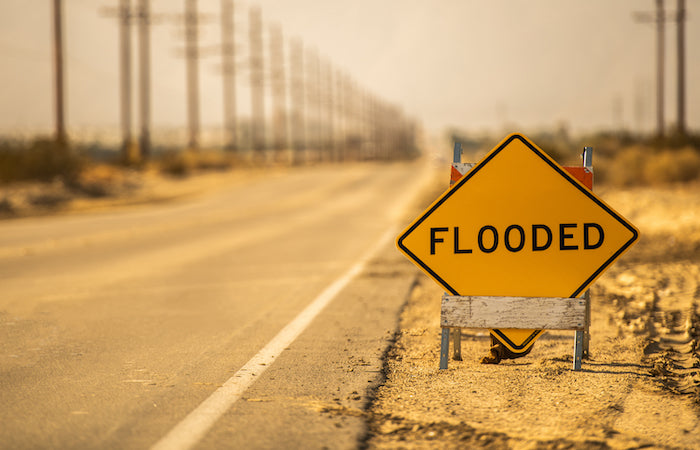 flooded road sign