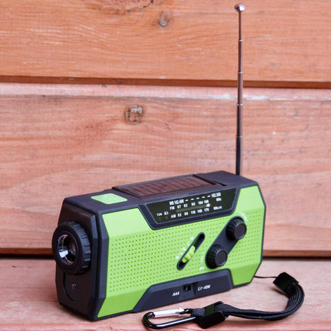 Solar Flashlight Radio in use