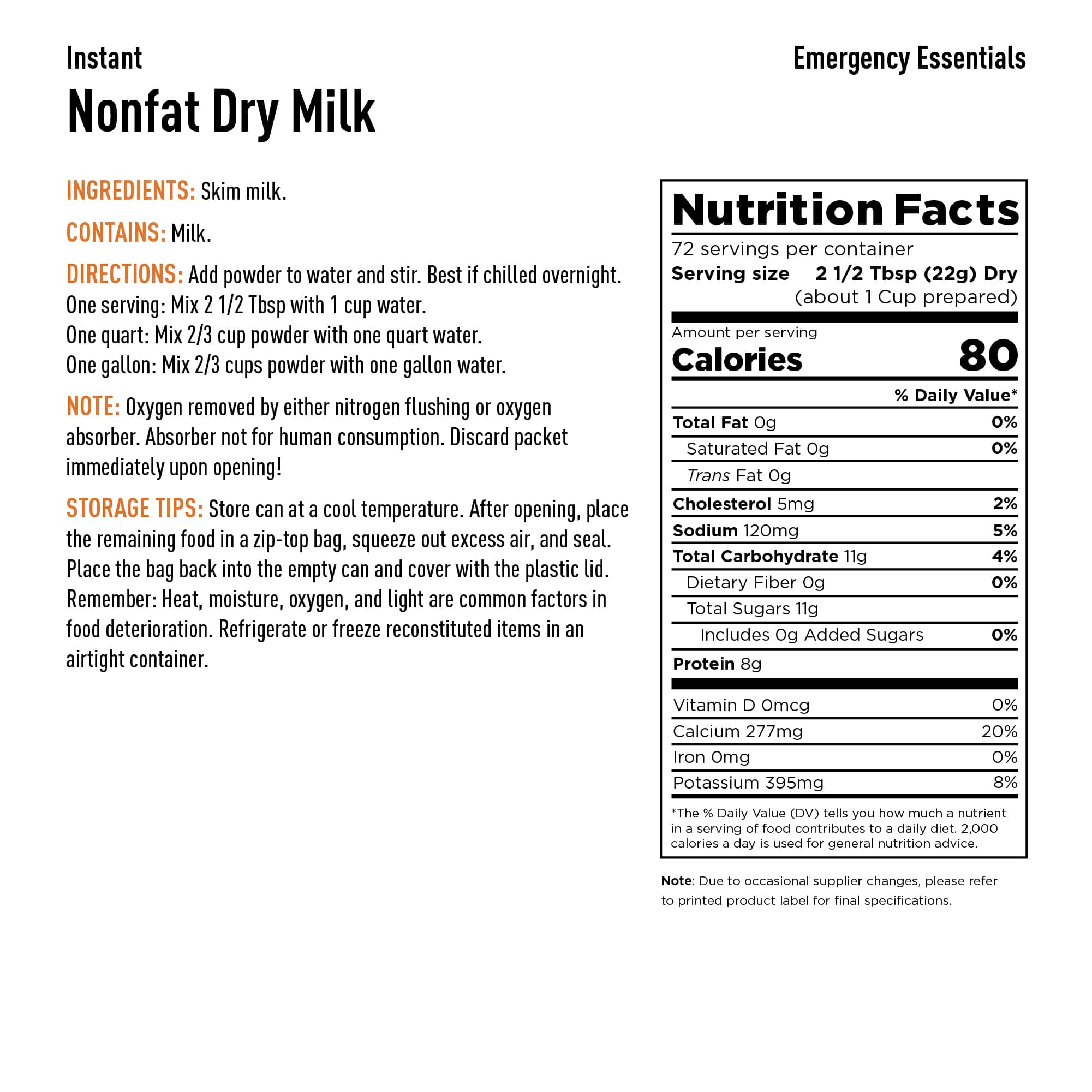 Instant Nonfat Dry Milk