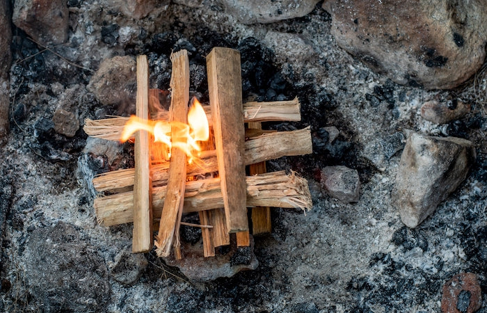 campfire being started to cook