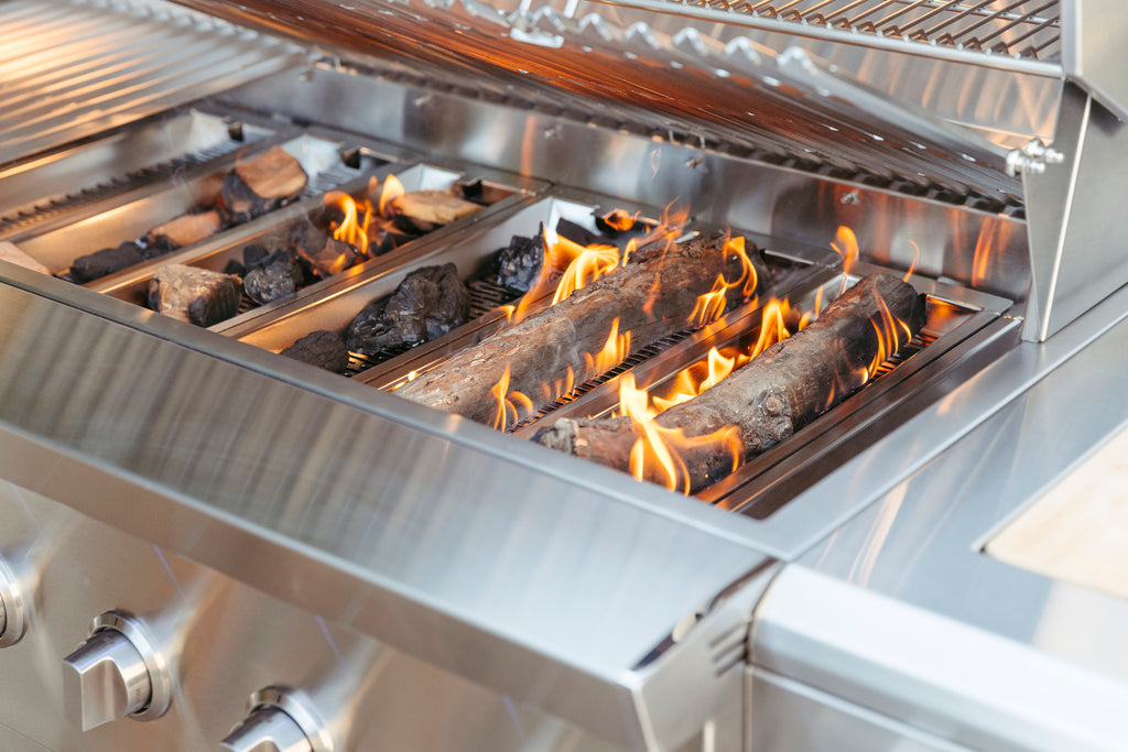 With a hybrid grill, you can burn hardwood and charcoal at same time
