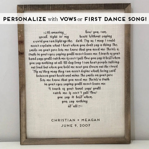 Song Lyrics Printed on Cotton or Linen Personalized 