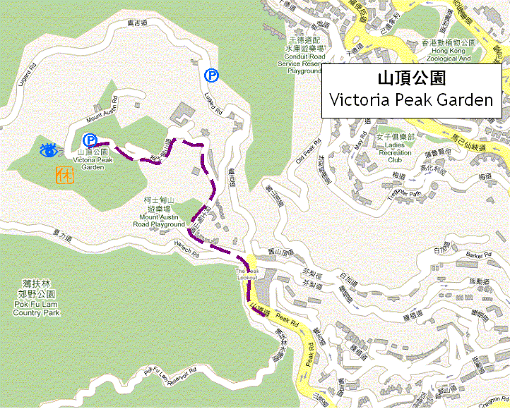 山頂公園行山路線圖