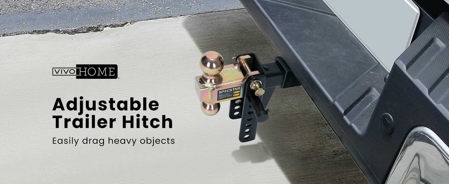 SPECSTAR Adjustable Trailer Hitch Ball Mount 6Inch with Double Stainless Steel Locks