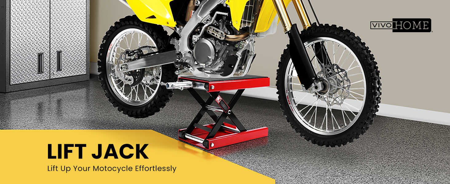 VIVOHOME Motorcycle Lift Scissor Jack Steel Wide Deck 1100Lbs