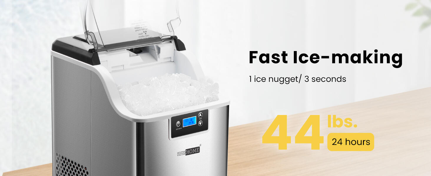 VIVOHOME Nugget Ice Maker Machine with Scoop and 10 Ice Bags 44lbs/Day