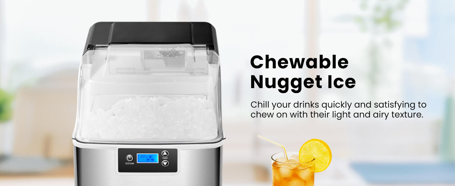 VIVOHOME Nugget Ice Maker Machine with Scoop and 10 Ice Bags 44lbs/Day