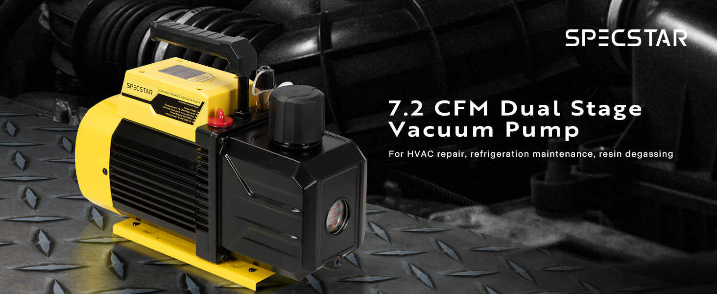 SPECSTAR HVAC Air Vacuum Pump 3/4 HP 7.2 CFM 110V Dual Stage Rotary Vane