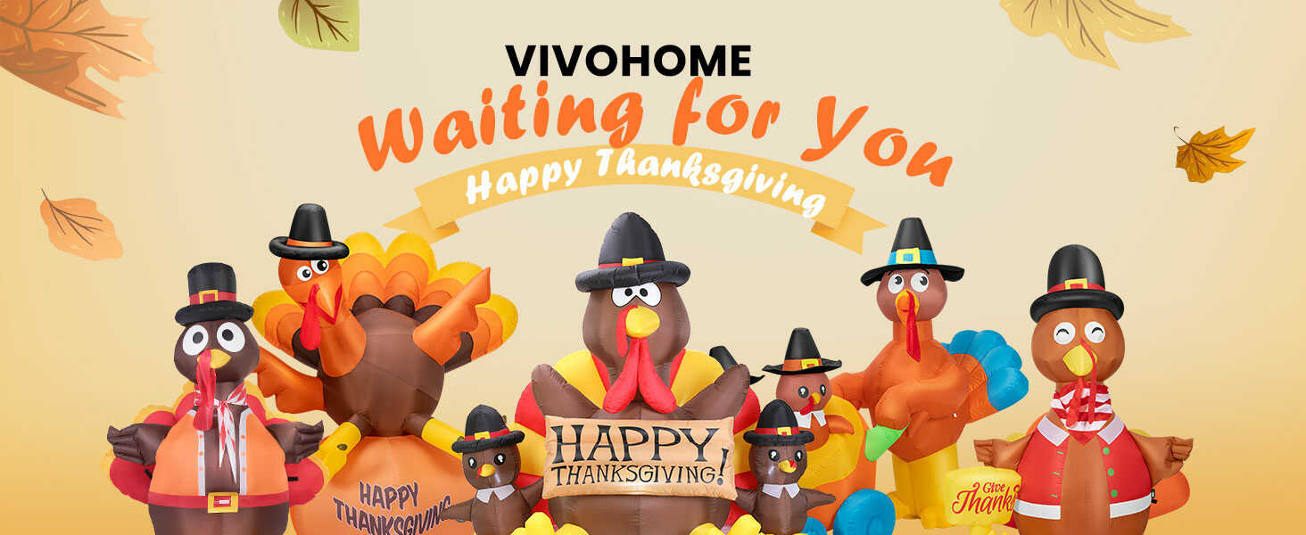 VIVOHOME 6ft Inflatable LED Lighted Thanksgiving Turkey