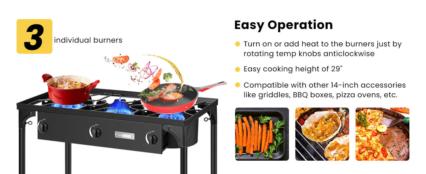 TBVECHI Portable LPG Gas Grill 3 Burner BBQ Tabletop Griddle BBQ Grill  Stove for Camping Indoor Outdoor Kitchen Commercial Cooker, Silver - Yahoo  Shopping