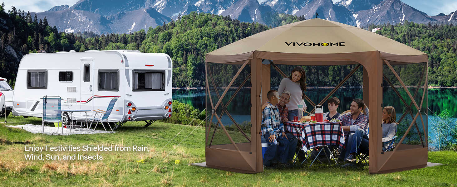 VIVOHOME Pop-Up Gazebo Screen Tent