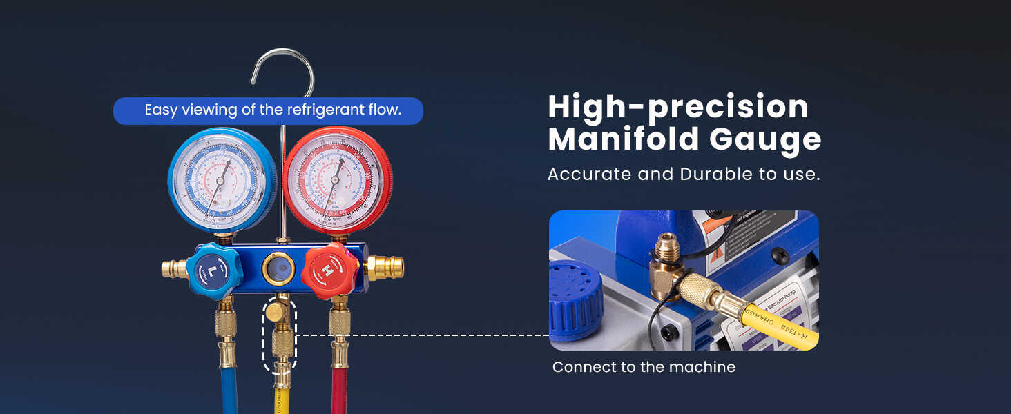 VIVOHOME Upgraded 4CFM 110V 13 HP Single Stage Rotary Vane HVAC Vacuum Pump and AC Manifold Gauge Set Kit with Leak Detector