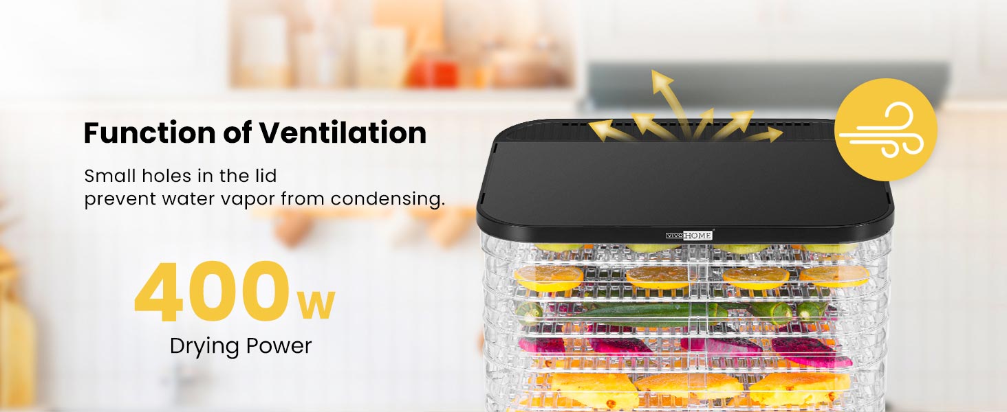 VIVOHOME 5 Trays Food Dehydrator with Timer and Temperature Control