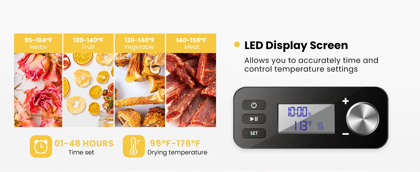 VIVOHOME 5 Trays Food Dehydrator with Timer and Temperature Control