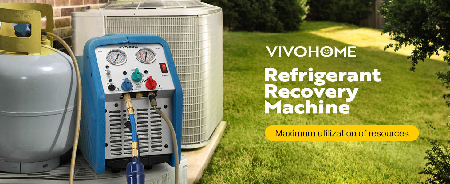 VIVOHOME HVAC Refrigerant Recovery Machine 3/4HP Single Cylinder