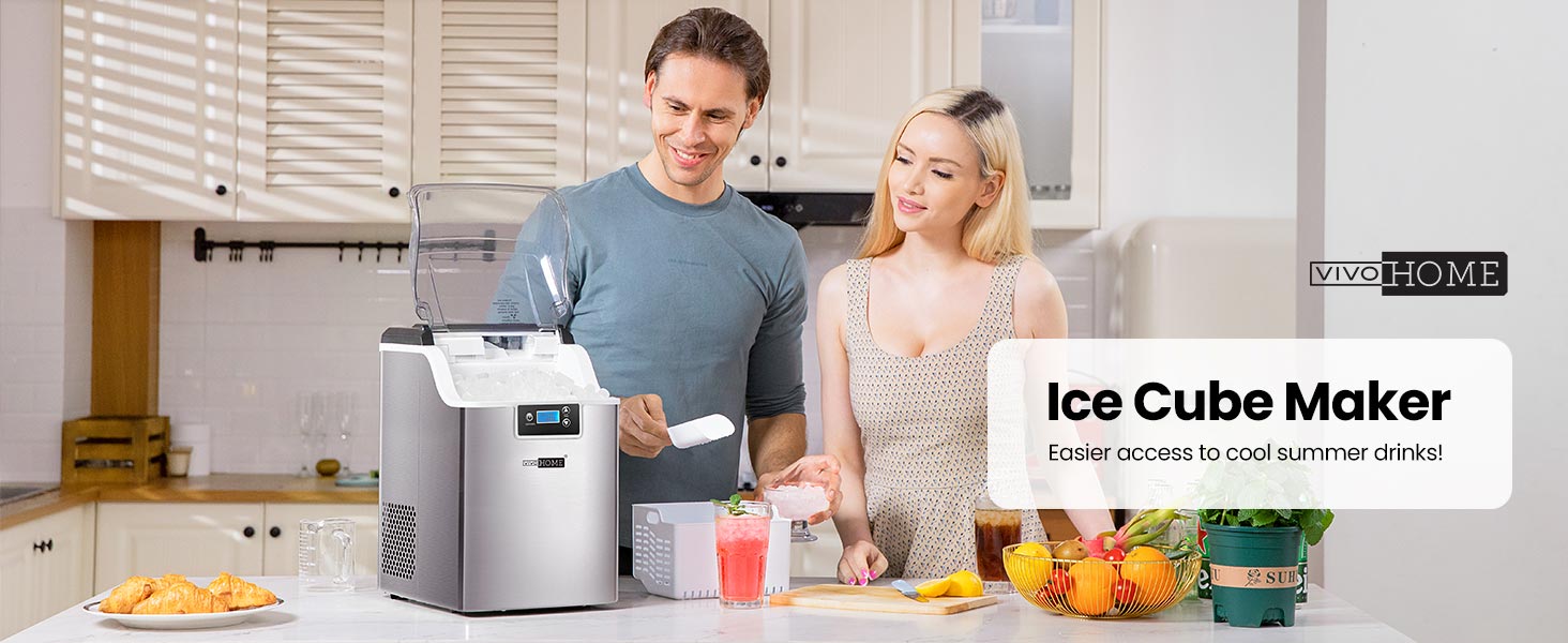 VIVOHOME Nugget Ice Maker Machine with Scoop and 10 Ice Bags 44lbs/Day