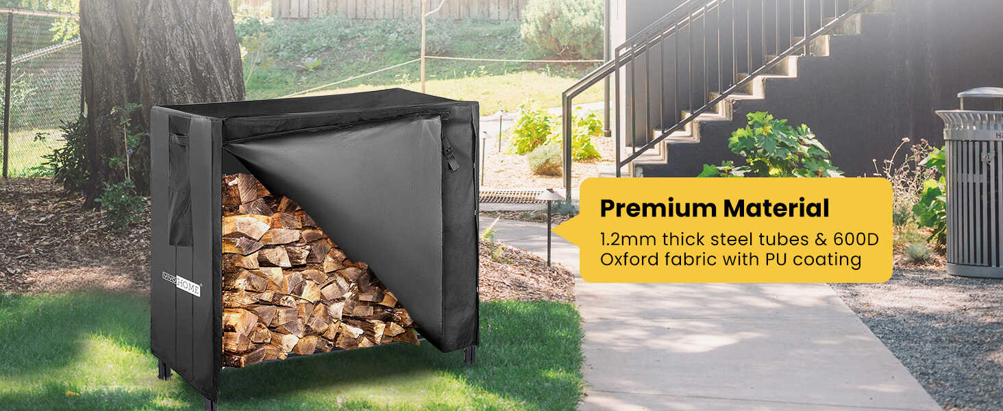 VIVOHOME 4/8 ft Firewood Rack with Cover