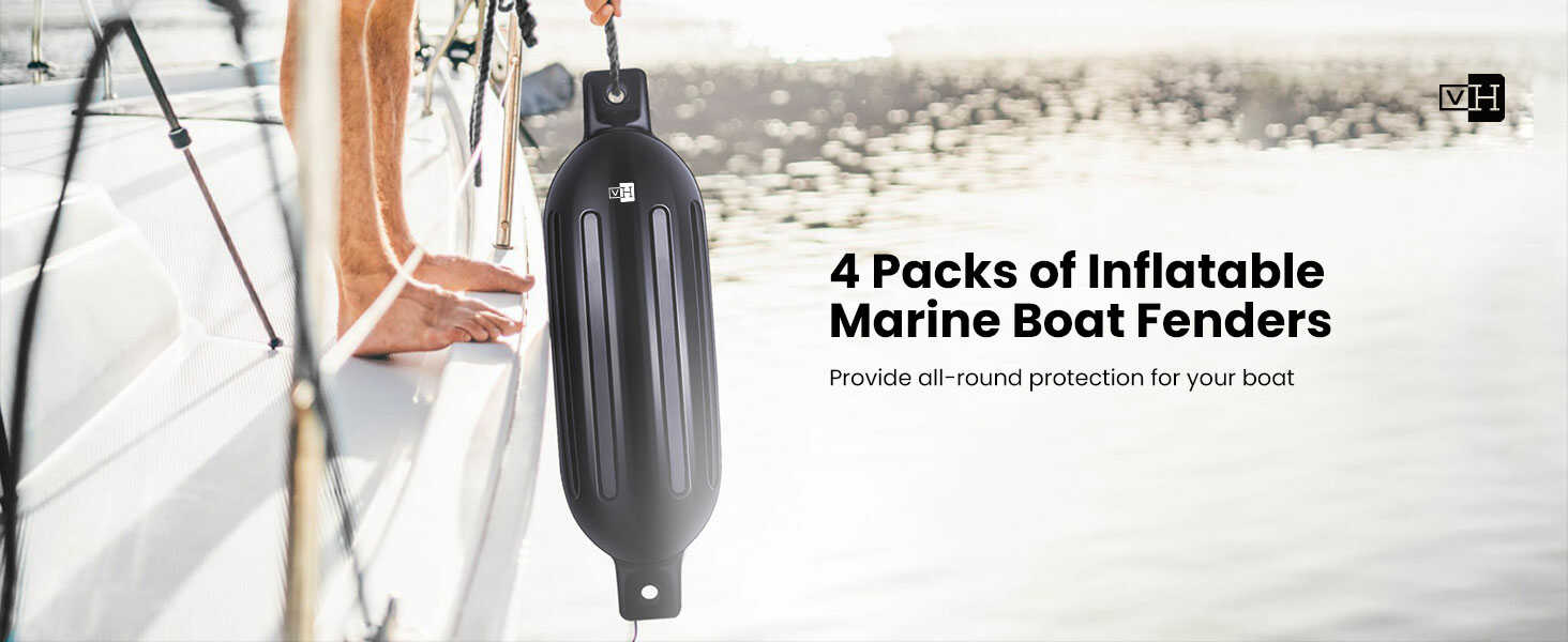 Vivohome Vinyl Ribbed Marine Boat Fender for Bumper Shield Protection Pack of 4