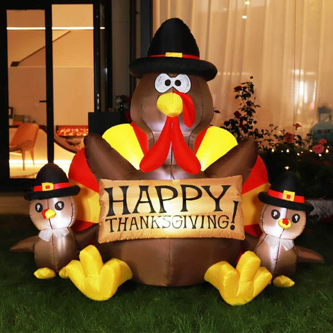 VIVOHOME Happy Thanksgiving 2020 6ft Inflatable Thanksgiving Turkey