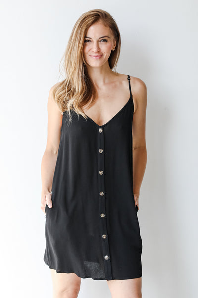 Button Front Mini Dress on model