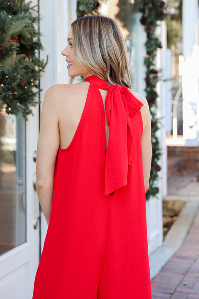 red Jumpsuit back view