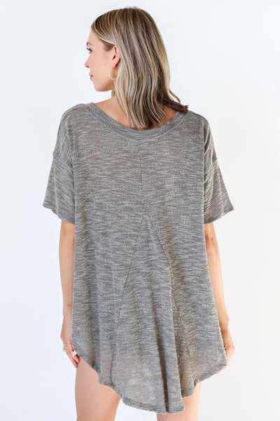 olive Oversized Knit Top back view