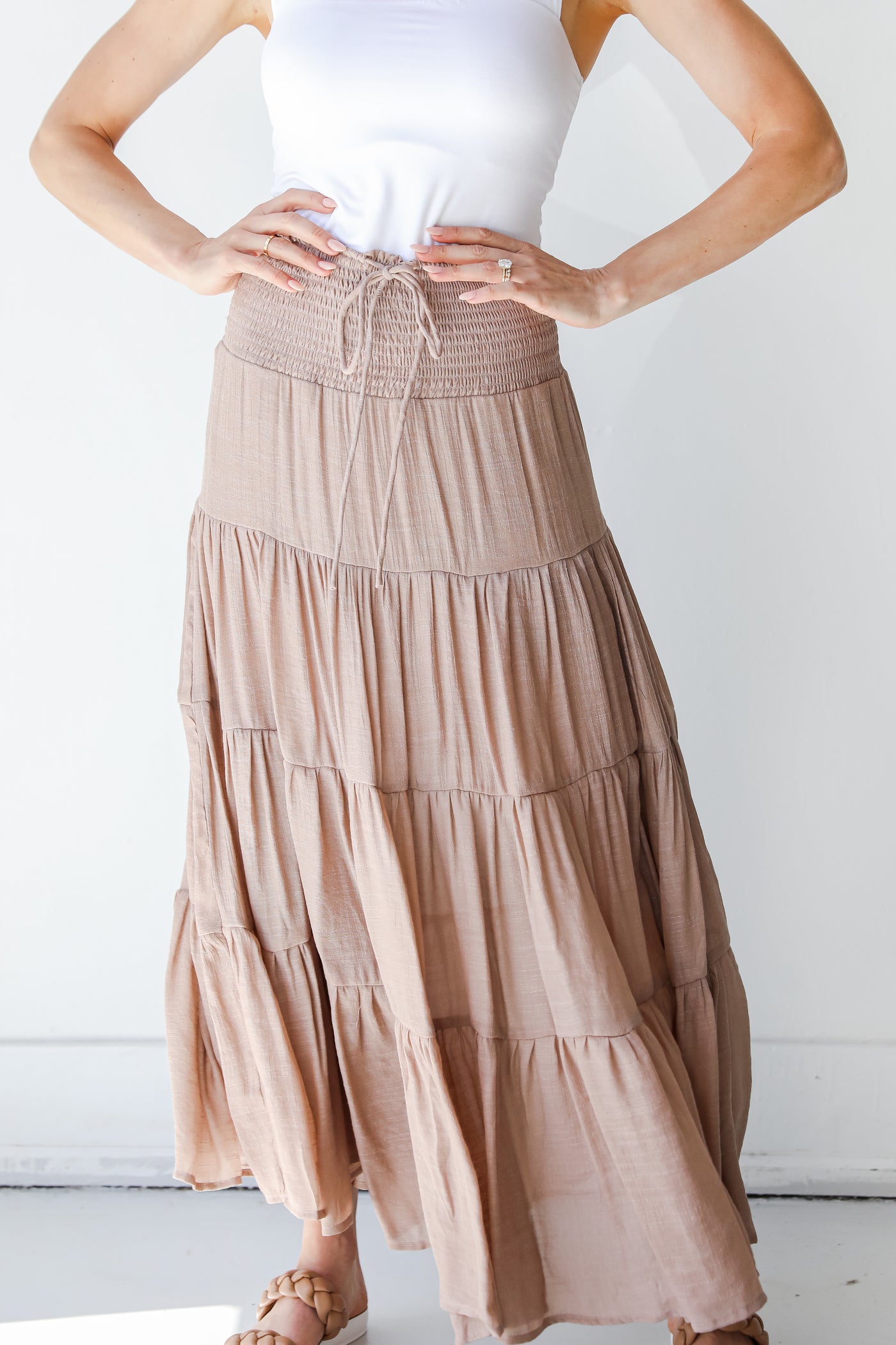 Tiered Maxi Skirt in taupe