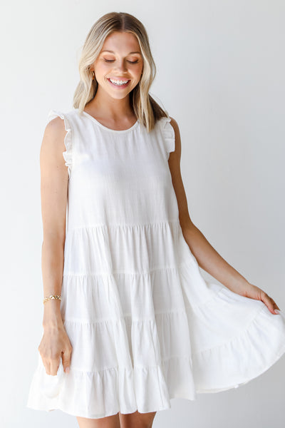What's Not To Love Linen Tiered Mini Dress