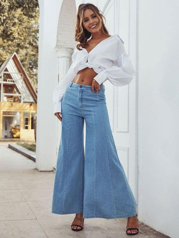 RETRO LOOSE HIGH WAIST WIDE LEG DENIM PANTS-CHICBOHOSTYLE