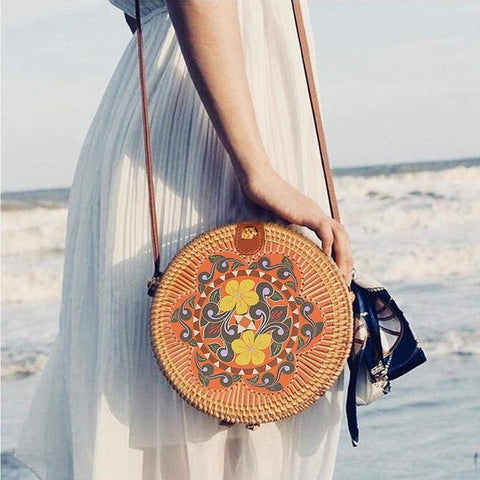 Handwoven Round Rattan Bag - Chicbohostyle