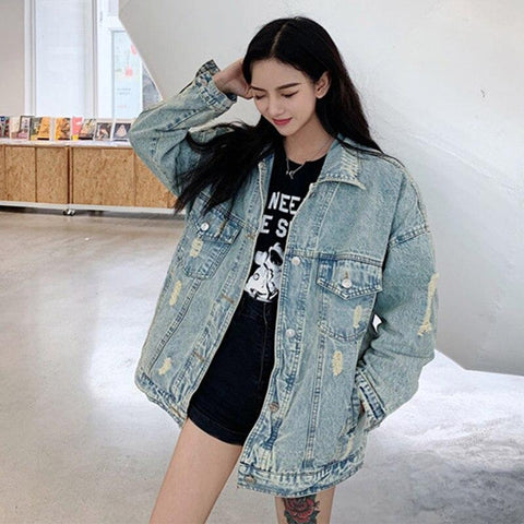 Dinosaur Cartoon Print Denim Jacket - ChicBohoStyle – Chic Boho Style