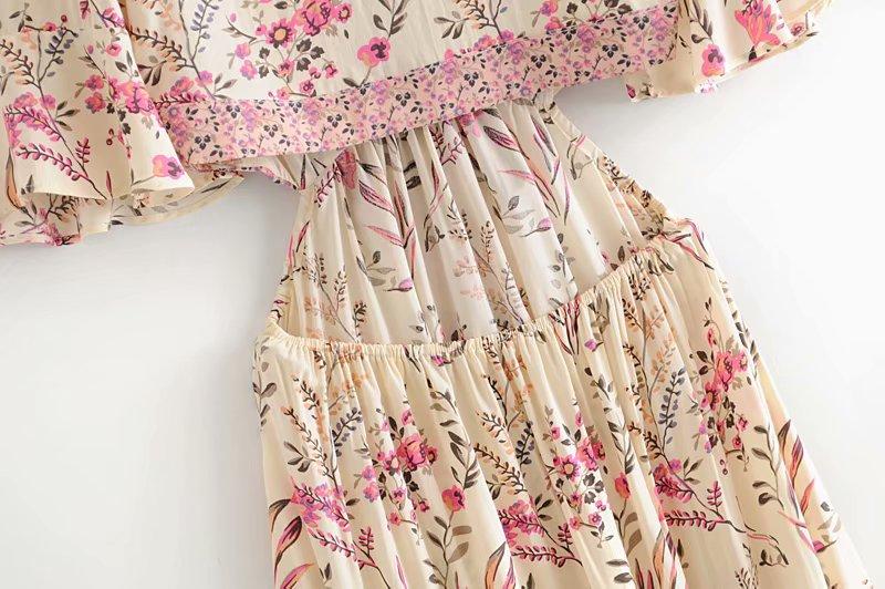 Short Sleeve Deep V-Neck Bohemian Dress - ChicBohoStyle – Chic Boho Style