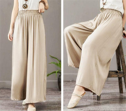 Vintage Wide Leg Cotton Plus Size & Oversized Pants - ChicBohoStyle ...